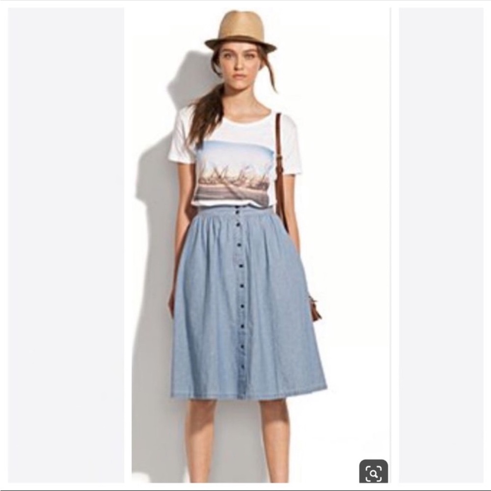 J Crew Linen Blend Chambray Skirt